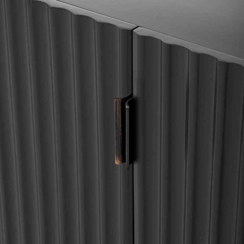 4 Wavy Doors Ample Storage Space Sideboard with Adjustable Shelves