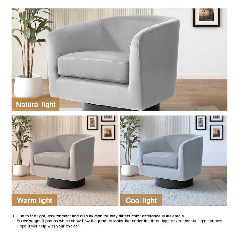 UIXE 360° Swivel Barrel Accent Chair Velvet Armchair For Living Room