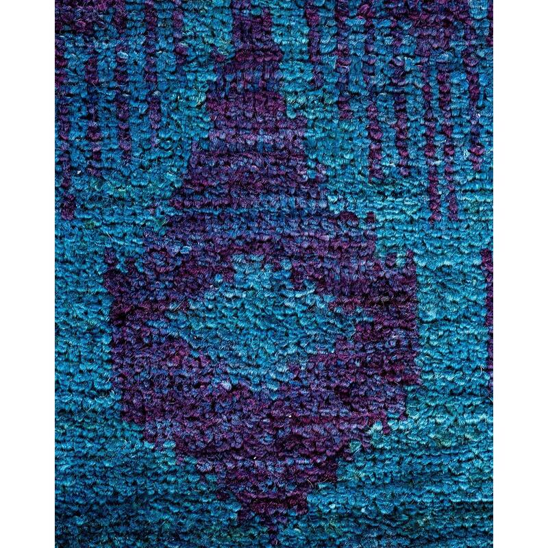 Overton Hand Knotted Wool Vintage Inspired Modern Contemporary Overdyed Blue Area Rug - 6' 0" x 8' 10"