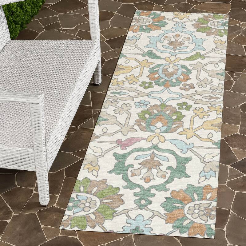 Machine Washable Indoor/ Outdoor Traditional Blanca Chantille Rug - Ivory - 2'3" x 7'6"