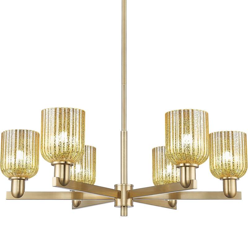 Innovations Lighting 716-6CR-11-35 Bridal Veil Chandelier Bridal Veil - Champagne Bronze / Mercury