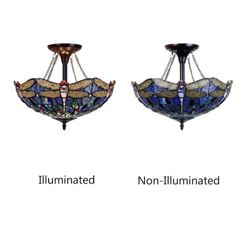 Dragonfly Design 2-light Dark Bronze Semi-Flush Mount Fixture