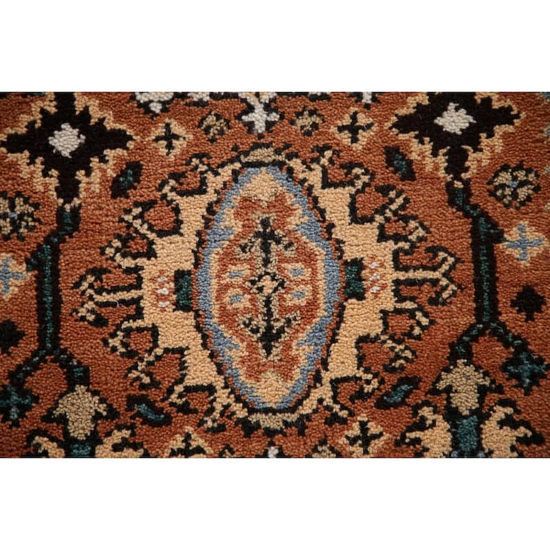 Orange Heriz Serapi Indian Runner Rug Hand-Knotted Wool Carpet - 2'8"x 8'2"