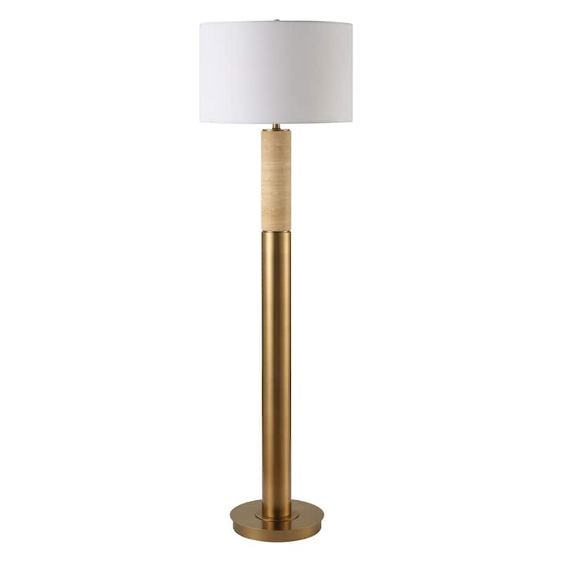 Solid Floor Lamp with Drum Shade - 66" - Antique Brass Plated Finish