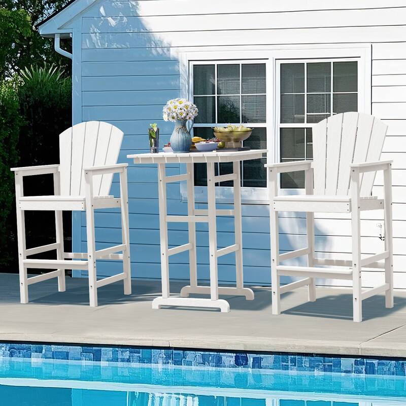 3-Piece HDPE Outdoor Patio Bar Table and Chiar Set, 2 Bar Stools & A Bar Table