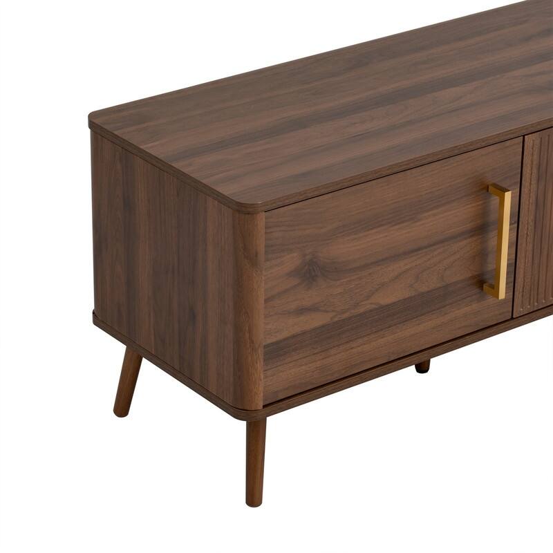 Modern Fluted 78" TV Stand for TVs up to 85", Entertainment Center TV Media Console Table with Storage Cabinets