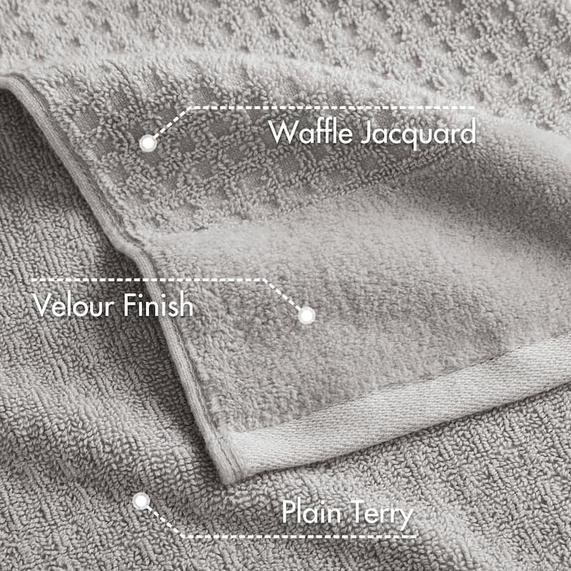 Madison Park Spa Waffle Cotton Waffle Jacquard Antimicrobial Bath Towel 6 Piece Set