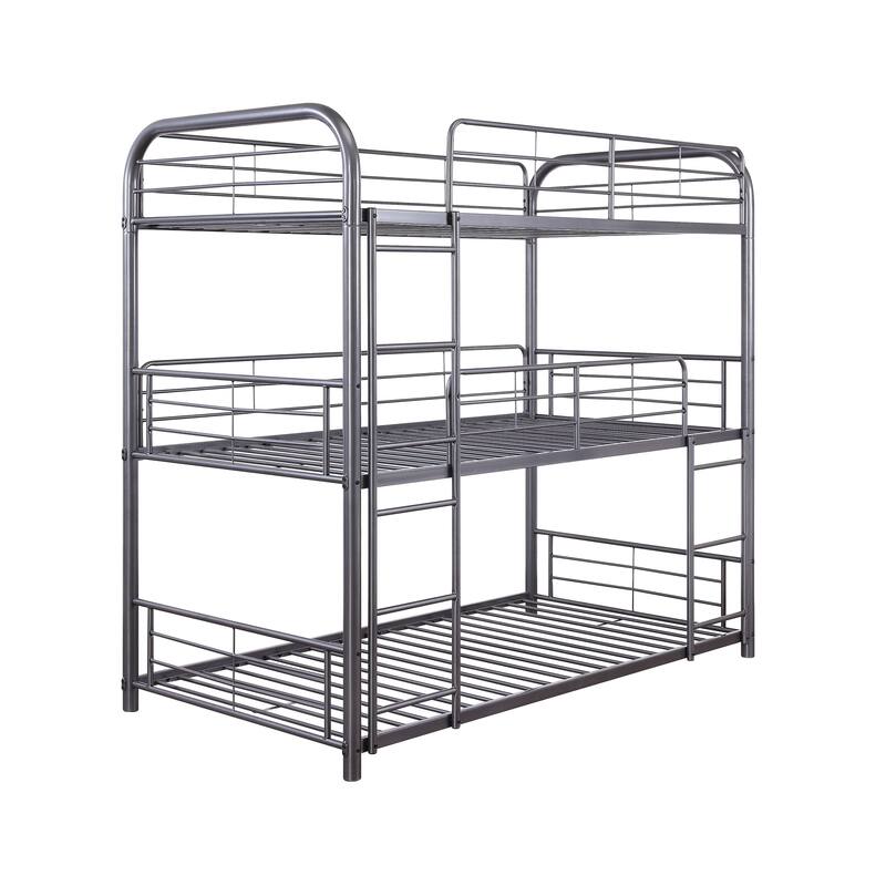 Industrial and Contemporary Metal Tube Bunk Bed Triple Twin Bed with