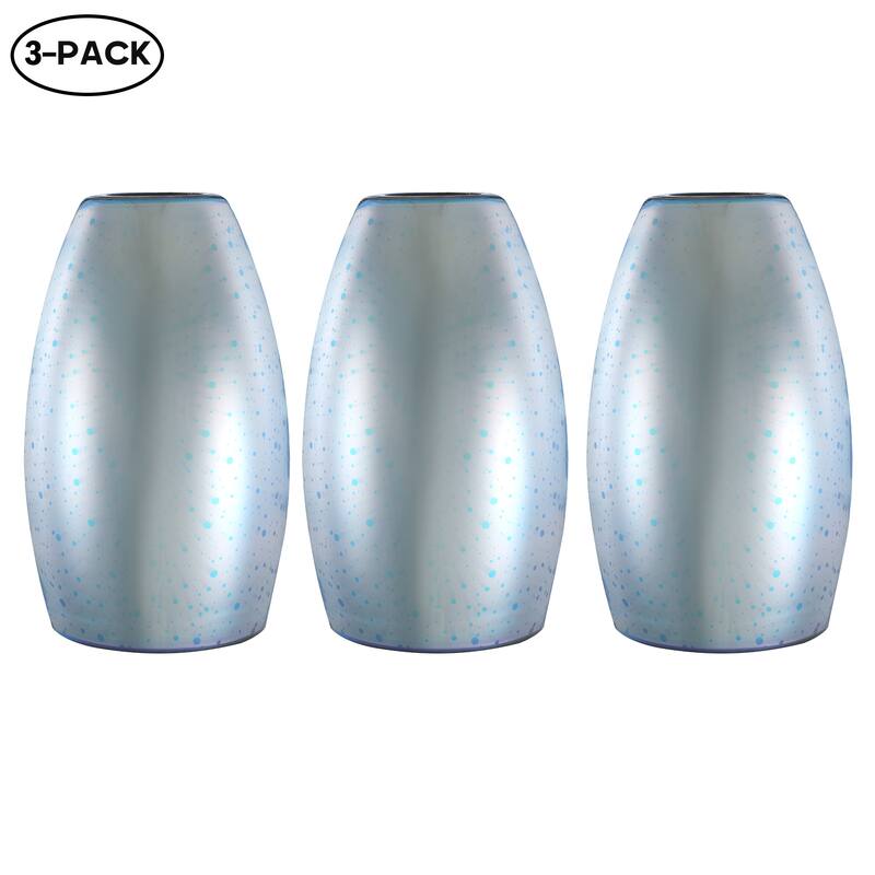 Pendant Shade for Mini Pendant Light Chandelier Ceiling Light Fixture - 3 Pack - Fireworks Effect and Art Glass-Oval