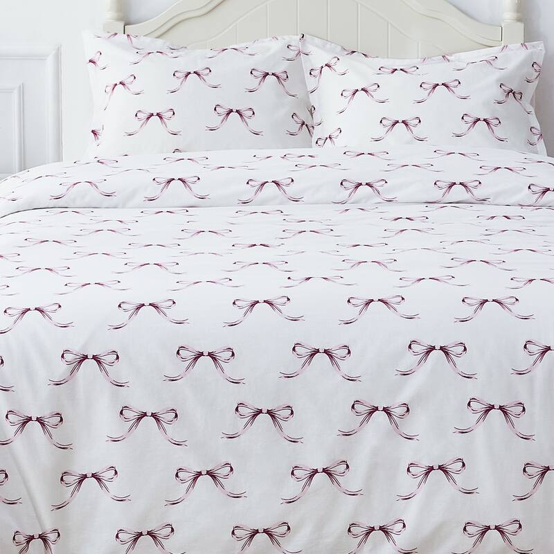 Gentle Ribbons Cotton Duvet Set Rose
