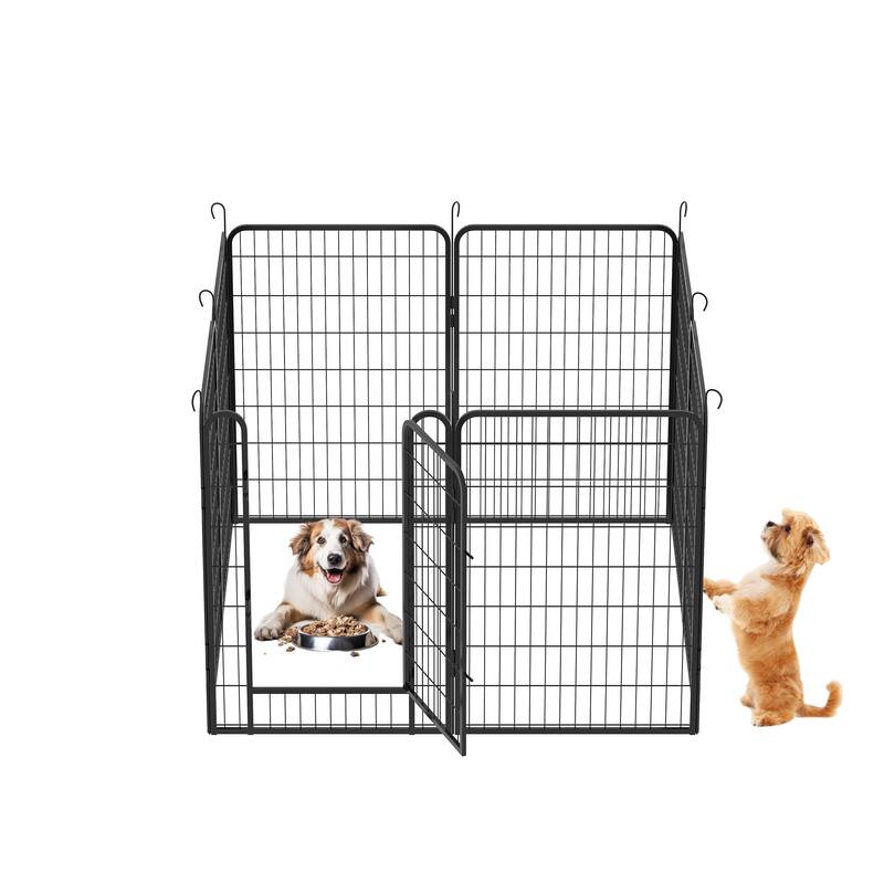 8 Panels Dog Fence Pet Heavy Duty Metal Playpen with door
