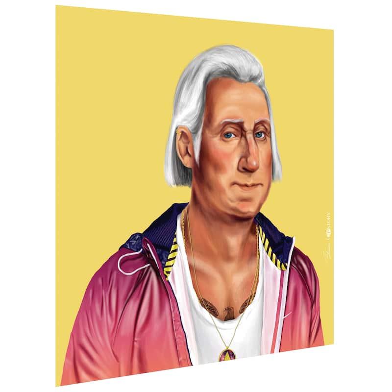 Empire Art Direct Hip George Washington Printed Tempered Glass Wall Art - Multi-Color