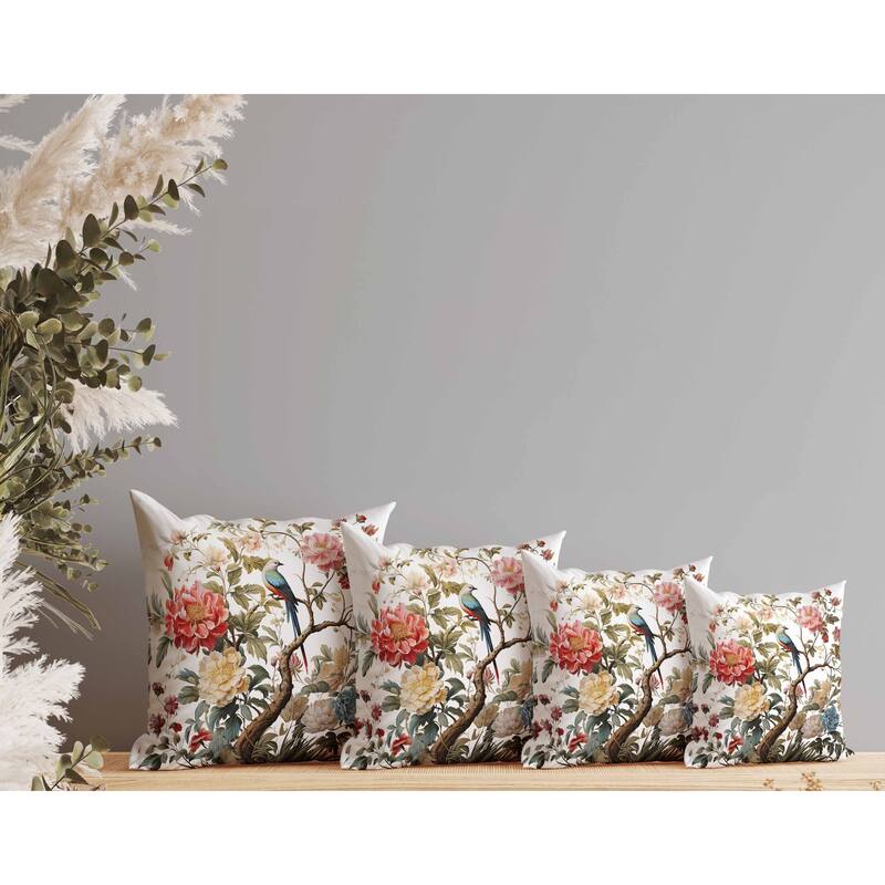 Bloom Bower Bliss Indoor/Outdoor Reversible Throw Pillow Red and Pink