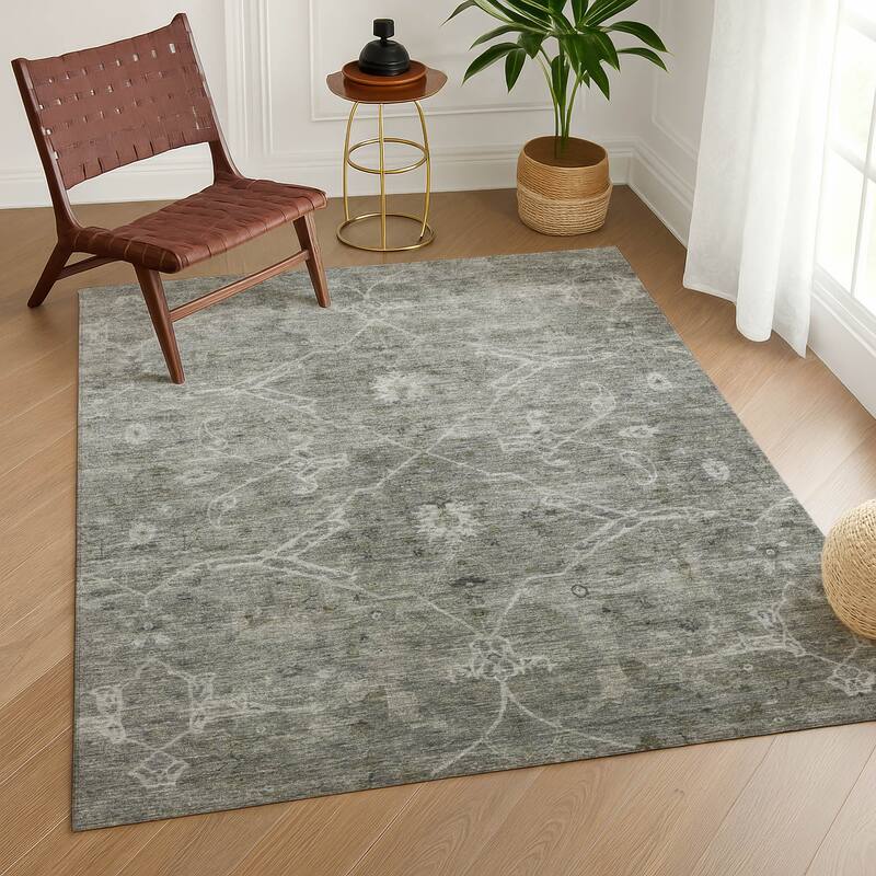 Machine Washable Indoor/ Outdoor Vintage Traditional Chantille Rug