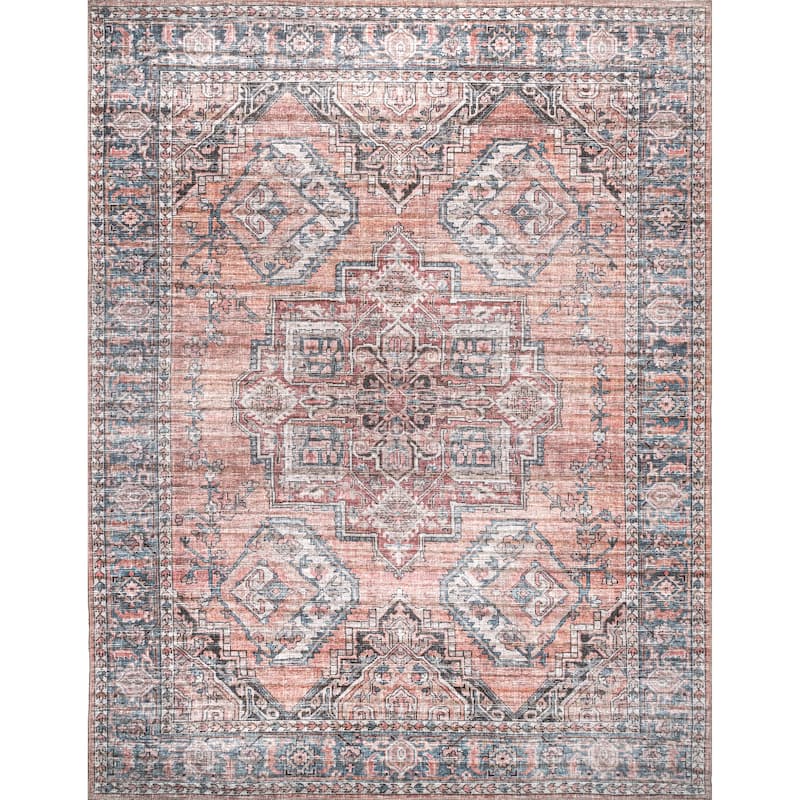 Nuloom Maple SpinClean Machine Washable Floral Medallion Area Rug