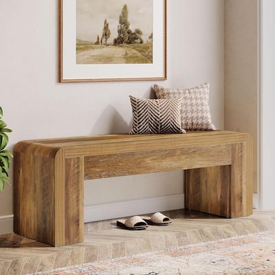 48" Entryway Bench, Long Farmhouse Wood Shoe Bench, End of Bed Bench