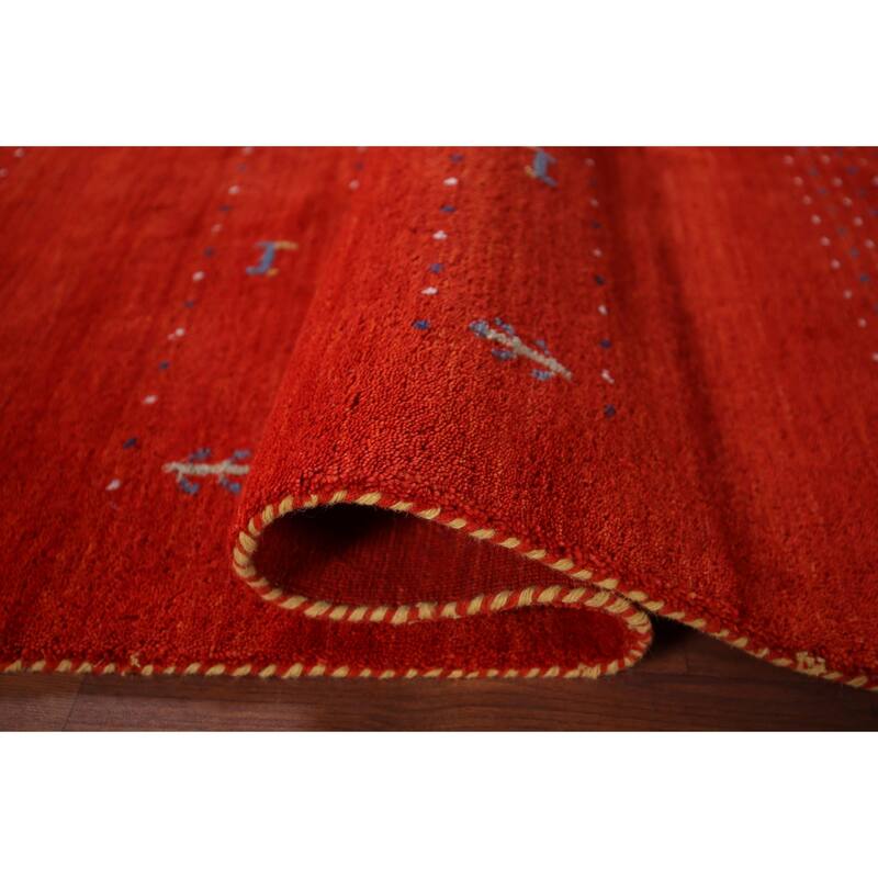 Gabbeh Oriental Area Rug Hand-Knotted Tribal Wool Carpet - 4'7"x 6'5"
