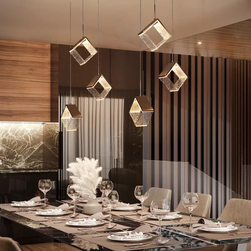 Modern Gold 3-Light LED Chandelier Cluster Kitchen Island Light for Dining Room - Dia. 16.9" x H 11.8"