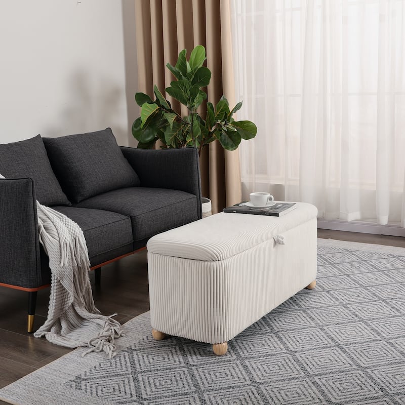 Adeco Storage Ottoman End of Bed Bedroom Entryway Bench