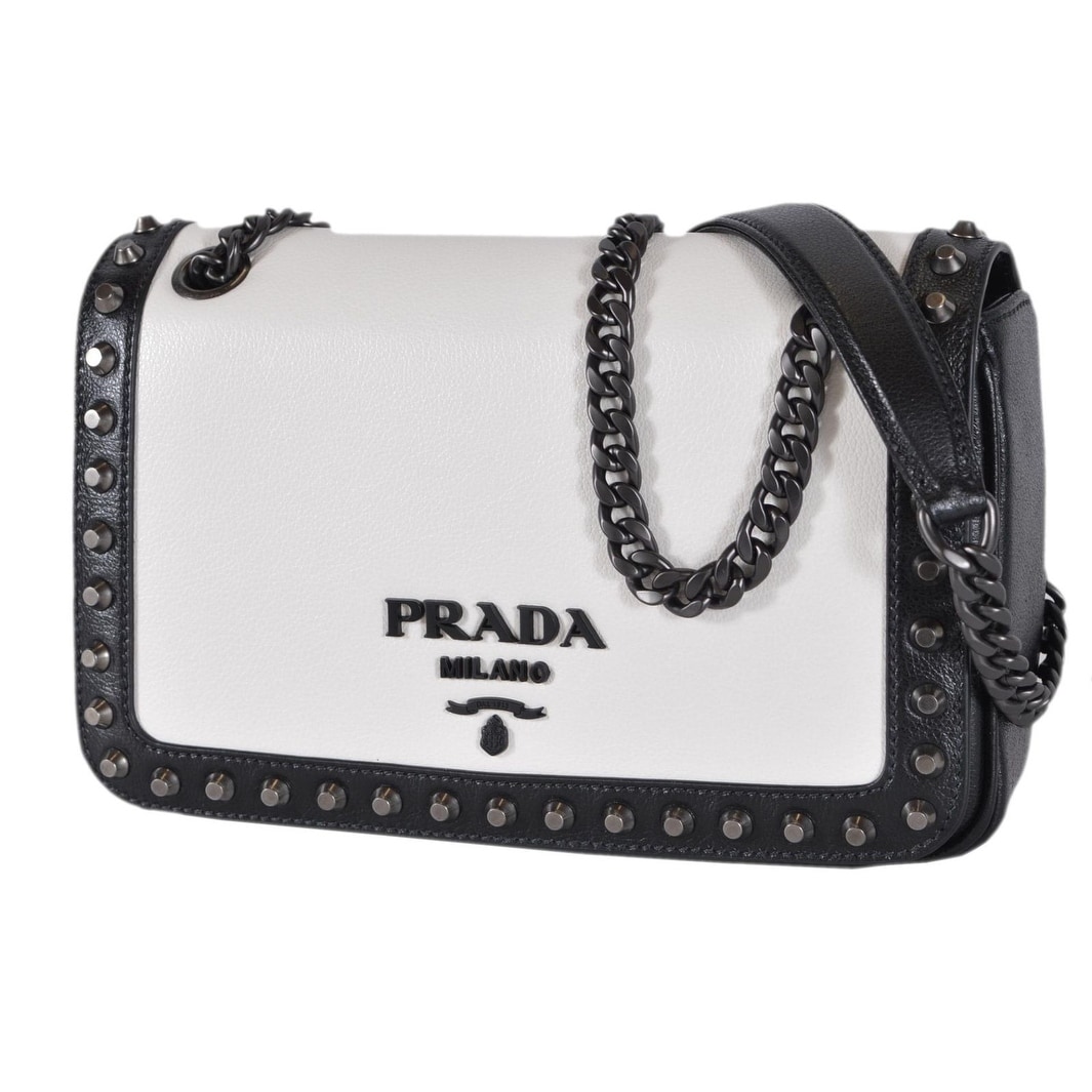 prada black white handbag