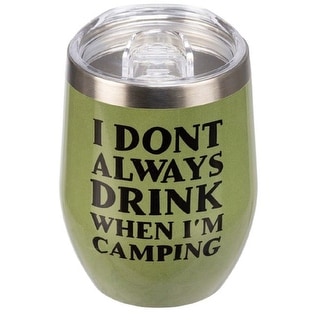 I Don't Always Drink When Camping Tumbler Stainless Steel Plastic Lid 12 Ounces - Black