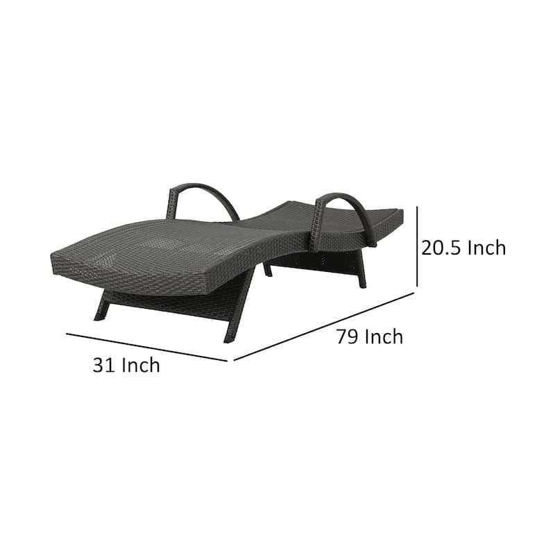 Mach Chaise Lounger Set of 2, Dark Gray Rattan Wicker, Outdoor, 79 Inch