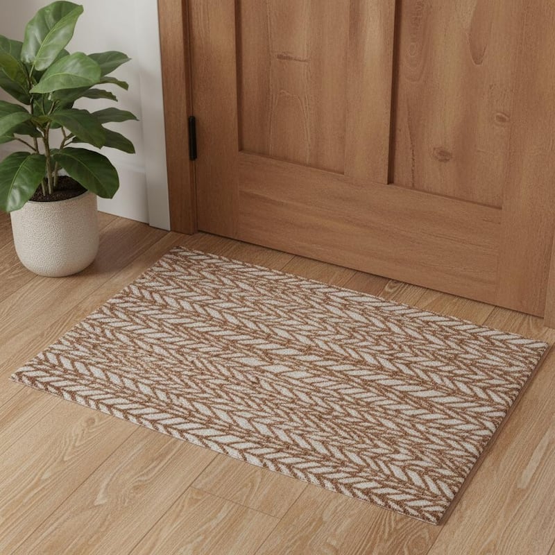 HomeRoots Chevron Bohemian Rectangle Area Rug - 3' X 5'