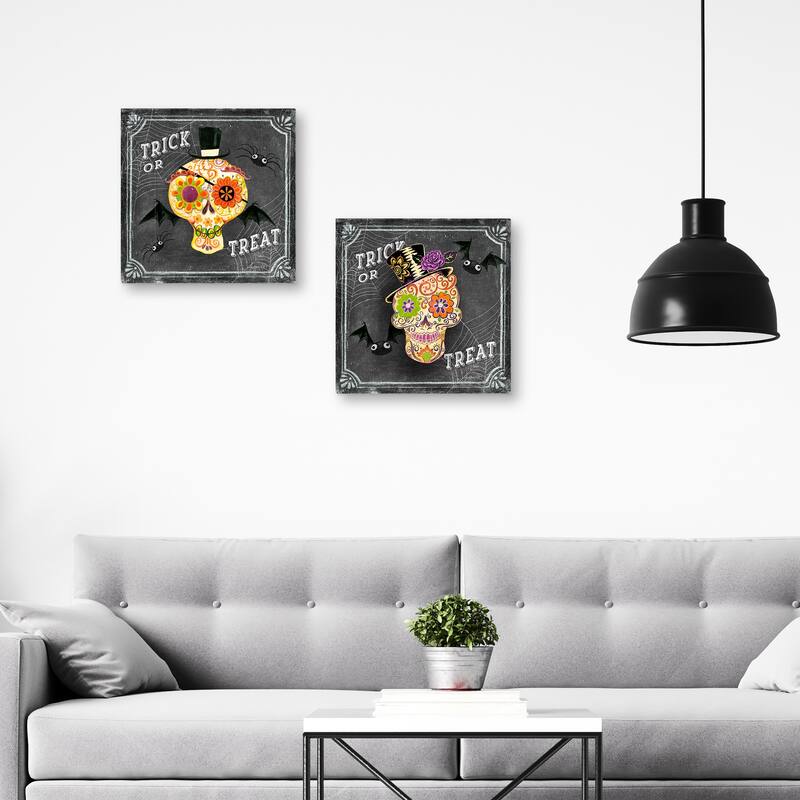 Chalkboard Skull 1 & 2 by Geoff Allen Canvas Art Prints