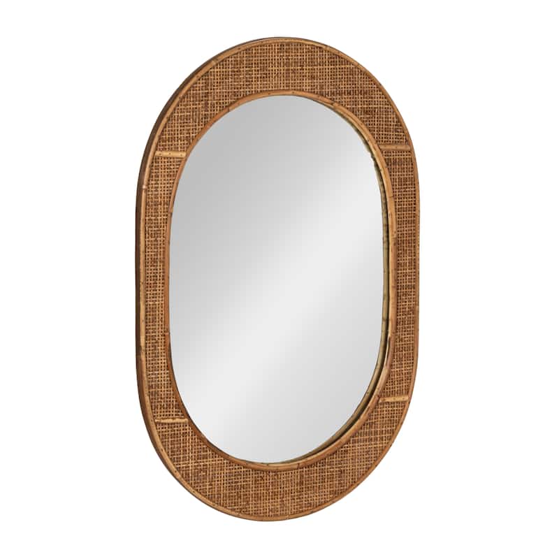 Bamboo and Rattan Framed Wall Mirror - 20.3"L x 0.8"W x 30.1"H - 20.3"L x 0.8"W x 30.1"H - Natural