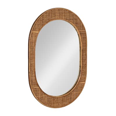 Bamboo and Rattan Framed Wall Mirror - 20.3"L x 0.8"W x 30.1"H
