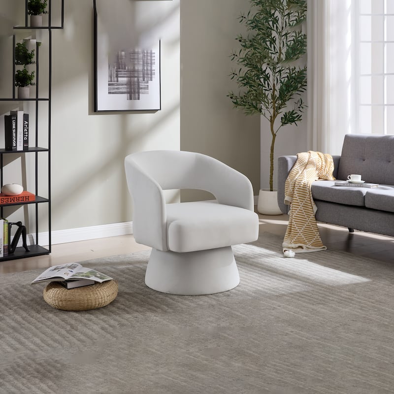 Swivel Barrel Chair, Velvet Accent Armchair 360 Degree Swivel Club Chair for Living Room Bedroom Reception Room