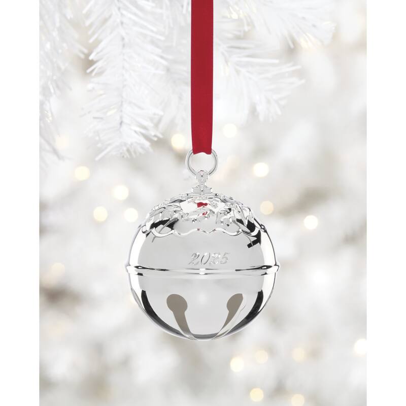 Reed And Barton 2025 Holly Bell Silverplate Ornament, 50th Edition - 3.5" Round