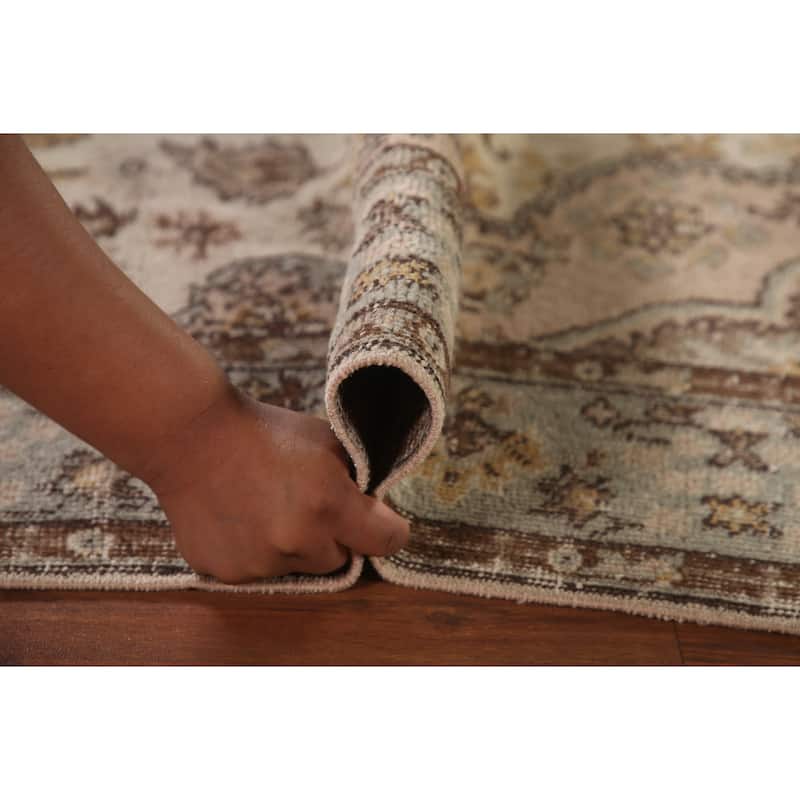 Anatolian Distressed Vintage Area Rug Hand-Knotted Wool Carpet - 5'5"x 8'7"