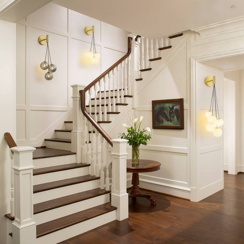 3-Light Modern Gold Metal Wall Sconce Glass Globe Shades