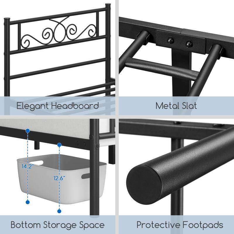 Yaheetech Classic Platform Bed Metal Frame with Headboard