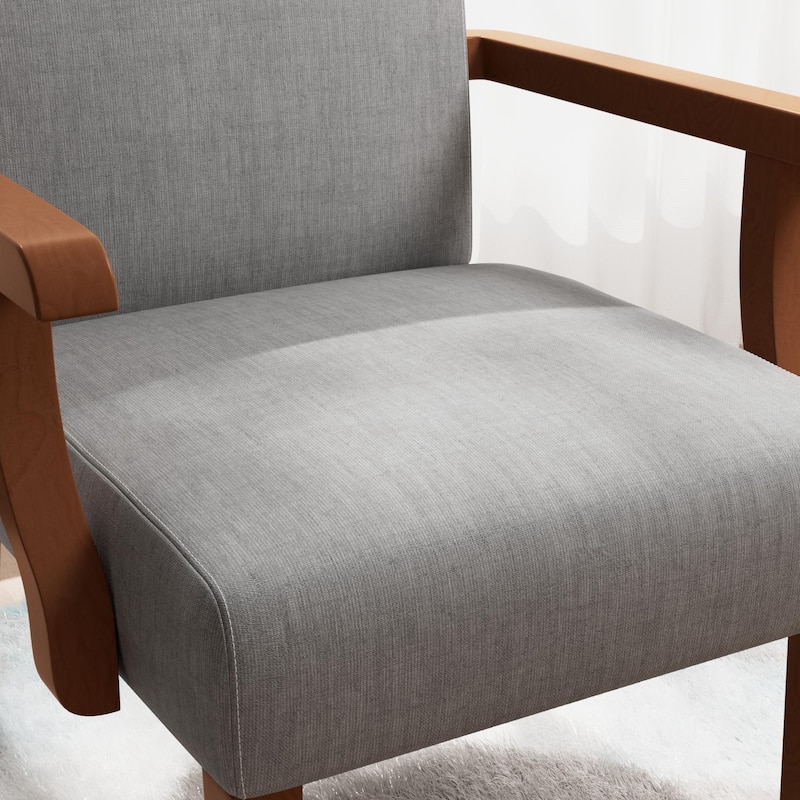 Light Gray 18.7" Arm Chairs with Round Wood Table (Set of 2)