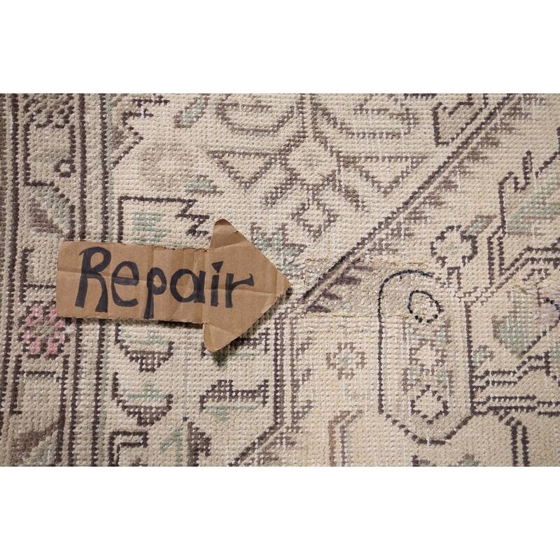 Distressed Tabriz Vintage Persian Rug Handmade Medallion Wool Carpet - 6'5" x 9'2"
