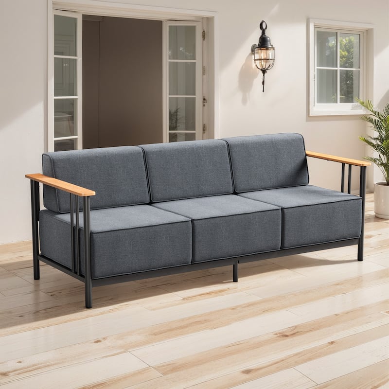Puffin 3-Seat Outdoor Sofa with Metal Frame and 10-Inch Thick Cushions