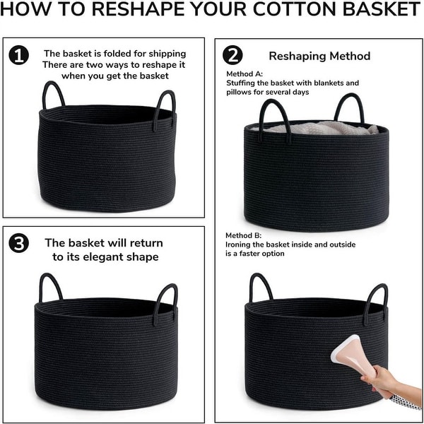 Woven Cotton Rope Laundry Basket, Soft Touch, Scratch-Free - On