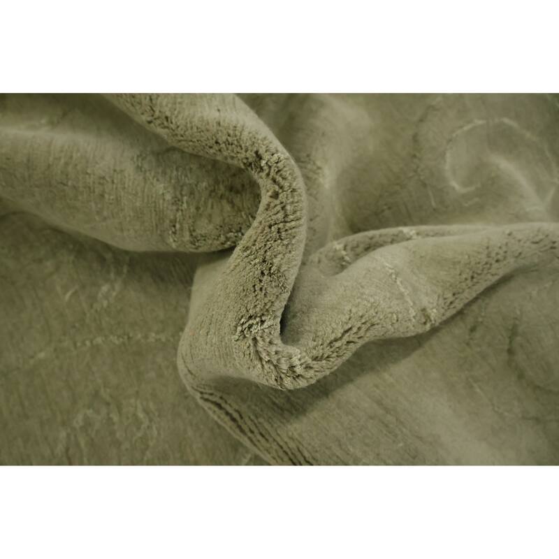 Hand Knotted Oriental 100% Wool Carpet Modern Abstract Green Nepalese Area Rug - 8' 11'' X 6' 4''