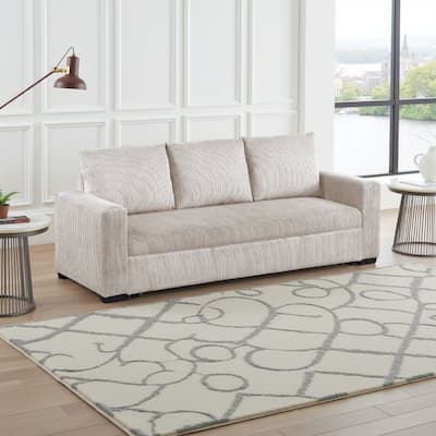 Billy Convertible Sofa Bed, Low Profile Leg, Ivory Corduroy 85 Inch