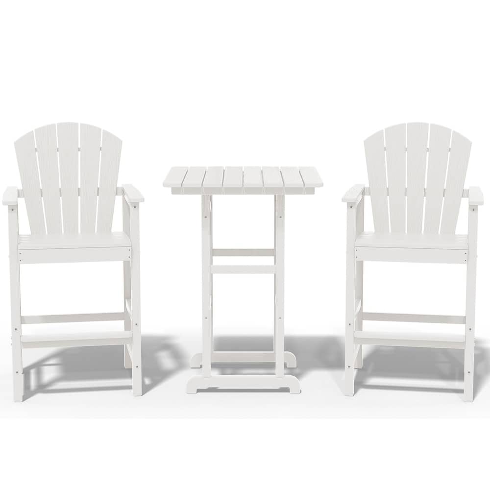 3-Piece HDPE Outdoor Patio Bar Table and Chiar Set, 2 Bar Stools & A Bar Table
