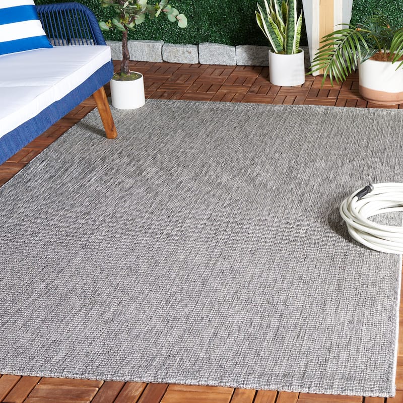 SAFAVIEH Sisal All-Weather Tressa Transitional Indoor/Outdoor Rug - 6'7" Square - Dark Grey