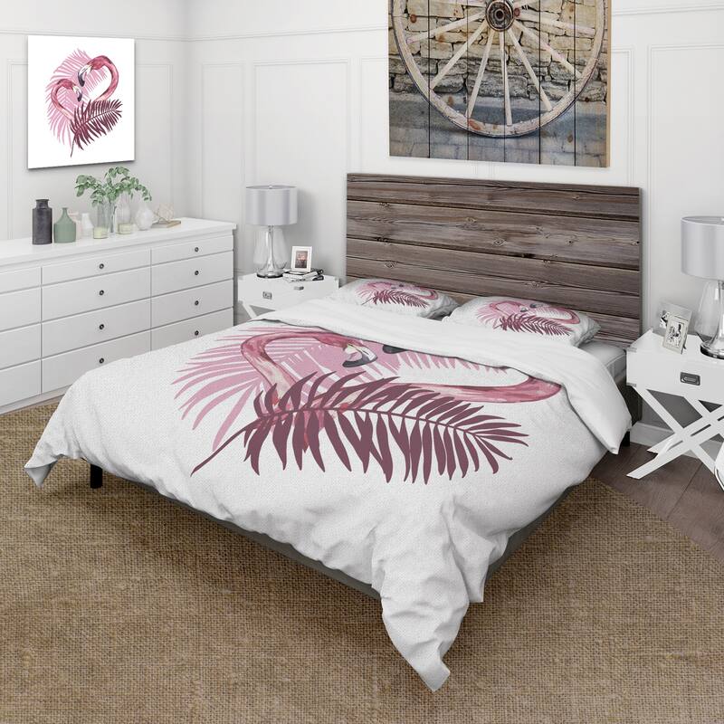 Designart 'Flamingo In Tropical Summer II' Tropical Duvet Cover Set