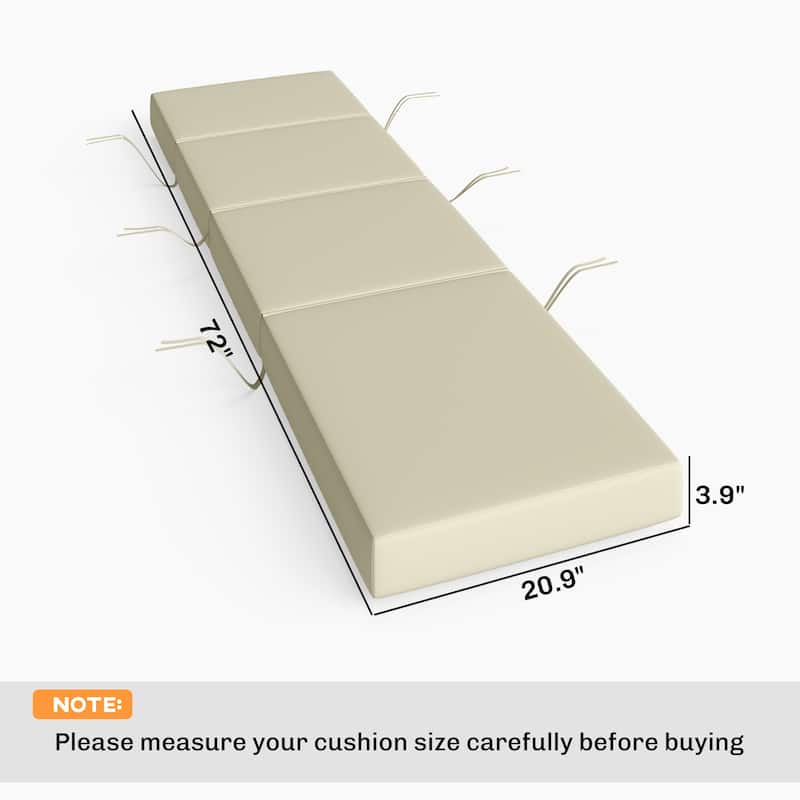 Outsunny Set of 2 Chaise Lounge Cushion, 4" Thick Outdoor Lounge Chair Cushions with Non-Slip Ties