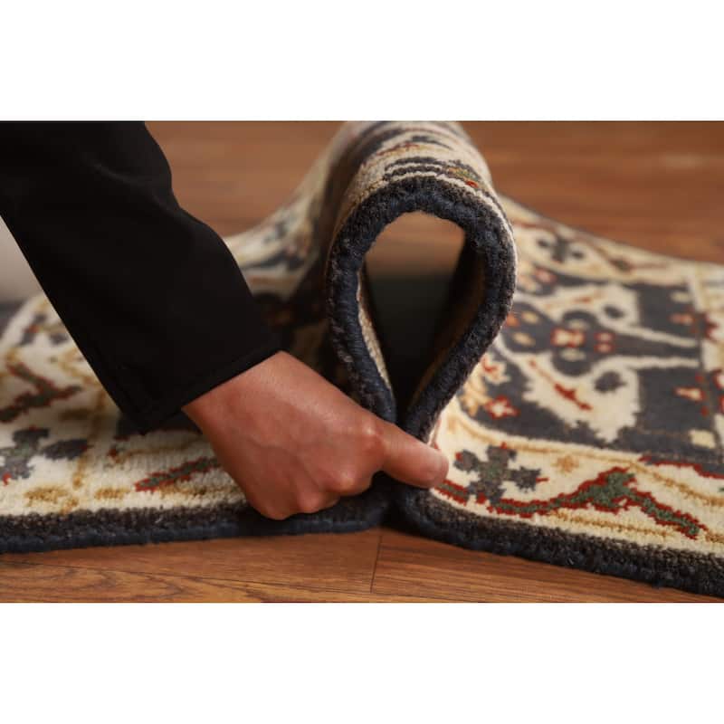 Geometric Oushak Oriental Foyer Rug Hand-Knotted Wool Carpet - 2'0"x 3'0"