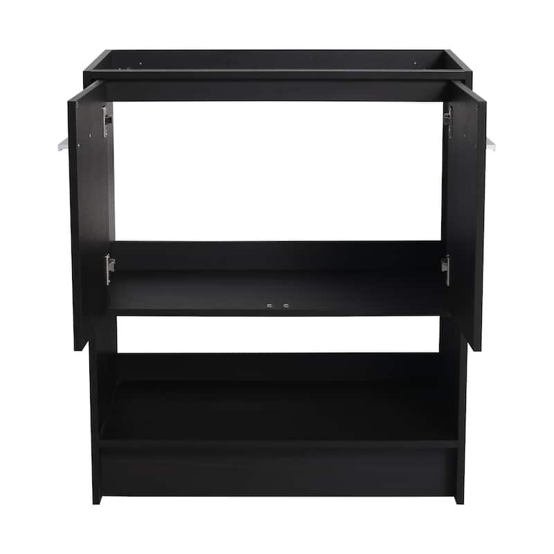 GDFStudio - Lisbon Modern Minimalist Freestanding Bathroom Vanity Cabinet with Soft Close Doors, Open Shelf, Sink NOT INCLUDED