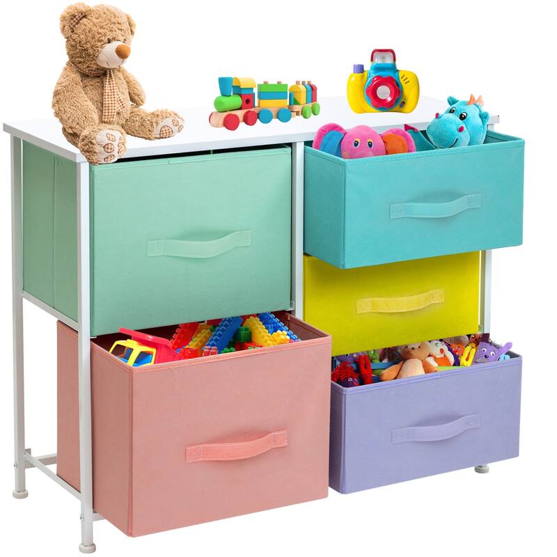 Dresser w/ 5 Drawers - Furniture Storage Tower Unit for Home, Bedroom