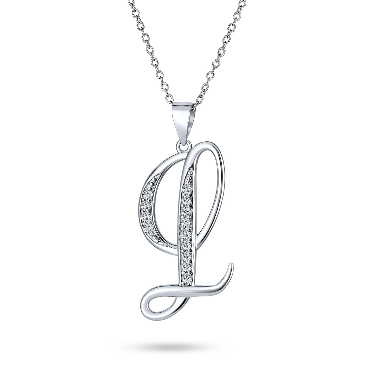 Beautiful Sterling silver 925 sterling Sterling Silver CZ Initial V Pendant 