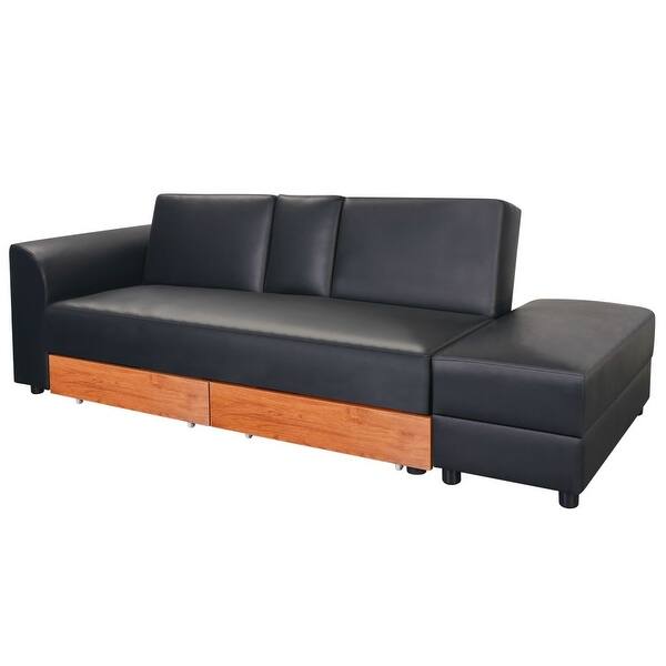 Shop Vidaxl Sofa Bed With Drawers And Ottoman Artificial Leather